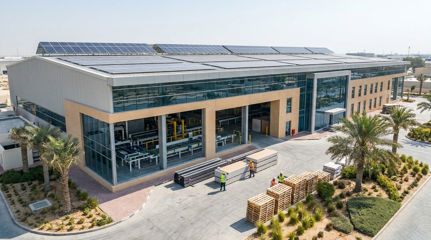 Factory_manufacturing_sustainable Sustainable building materials UAE
