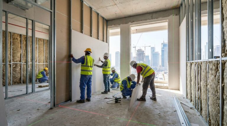 how to install drywall partition systems in UAE
