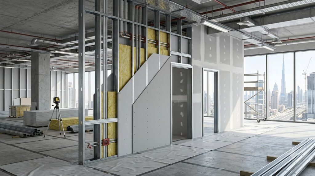 UAE building code requirements for interior partition walls