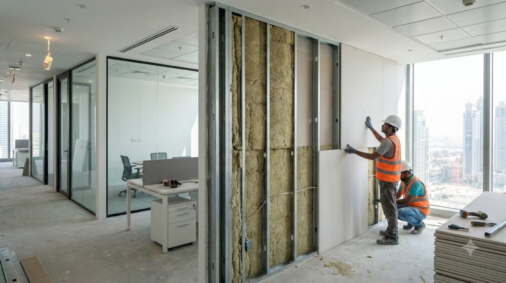 how to soundproof office partition walls in UAE